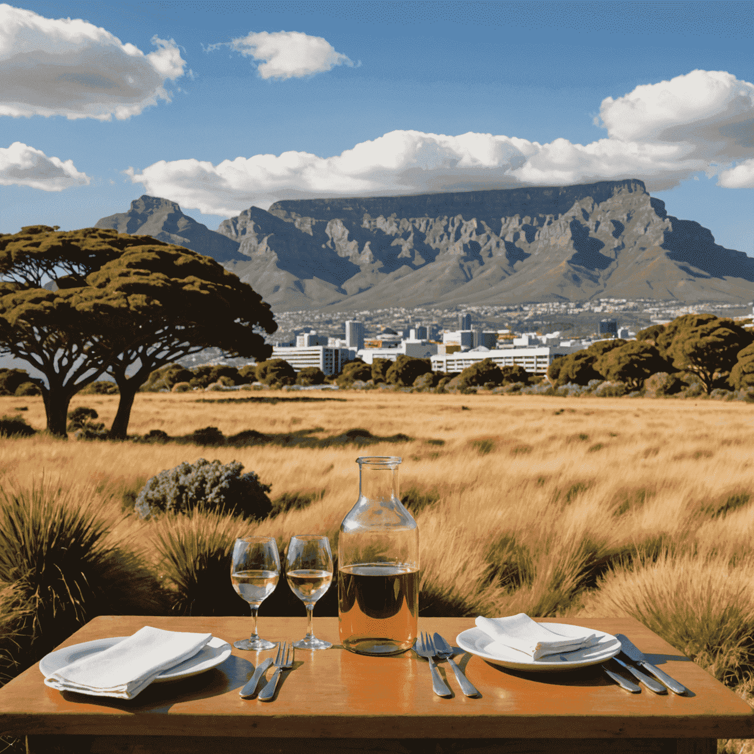 South African landscape with Table Mountain in the background, symbolizing the journey to financial stability